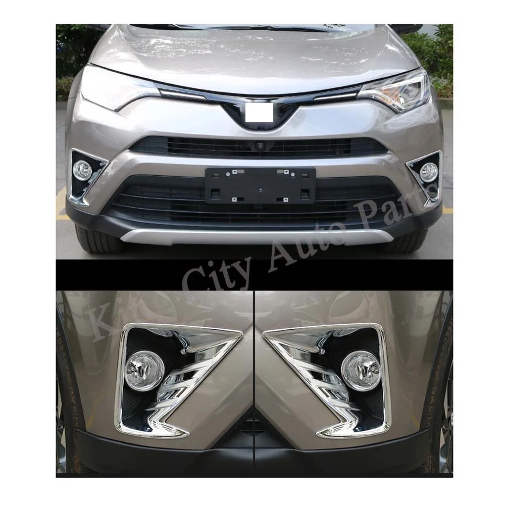 Крышка QX 2 шт. для Toyota RAV4 ABS Хром передний бампер противотуманная фара дальнего света крышка противотуманный светильник рамка оболочка Крышка внешняя отделка