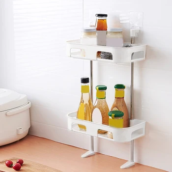 

3 Layer PP Material Mounted Kitchen Shower Gel Bathroom Shelf Shampoo Facial Cleanser Household Storage Rack Toilet Washroom