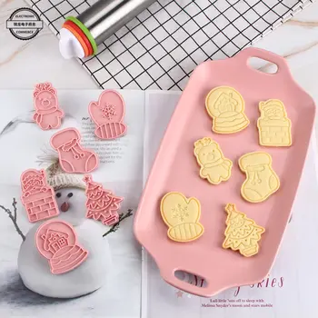 

Merry Christmas Cookie Cutter Cute Baking Accessories Kitchen Tools for Cookie Cutter Party Decorating Children's Cookie Stamp