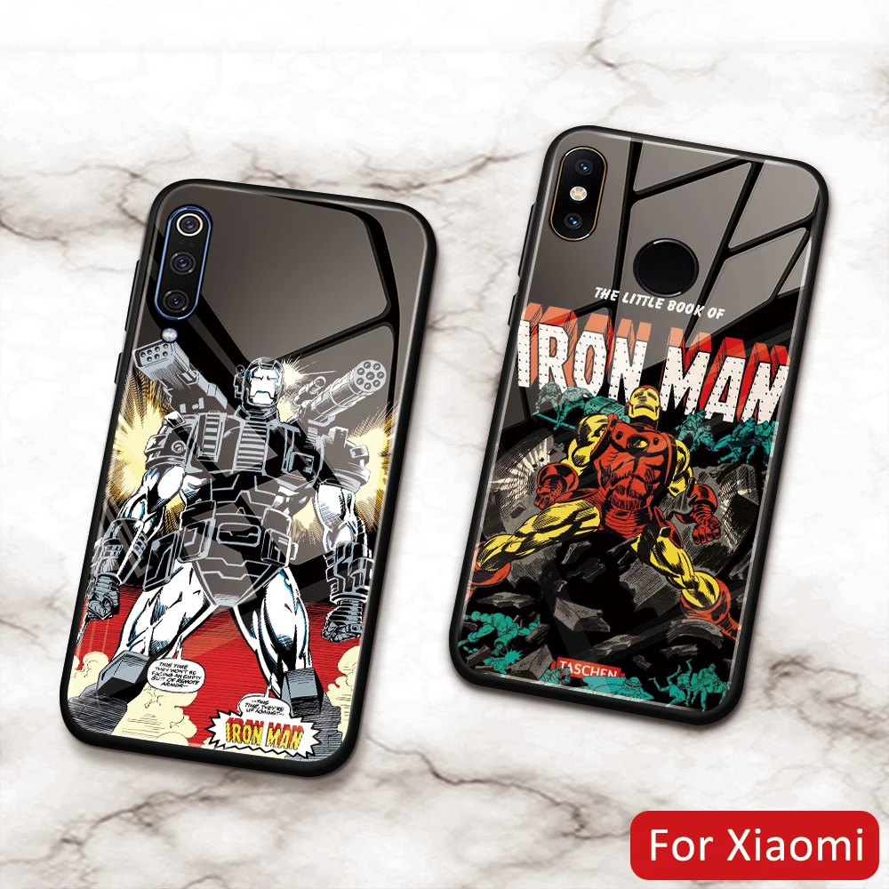 Marvel Iron Man for Xiaomi Mix 2 2s 3 Glass Back Cover For Redmi 5 6 7 Mi 5s 6x 8 9 se cc9 Max3 play K20 pro DIY Case |