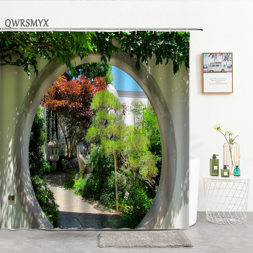 

Садовые душевые шторы в китайском стиле с аркой, классический строительный Декор для дома, гостиной, спальни, Товары для ванной комнаты