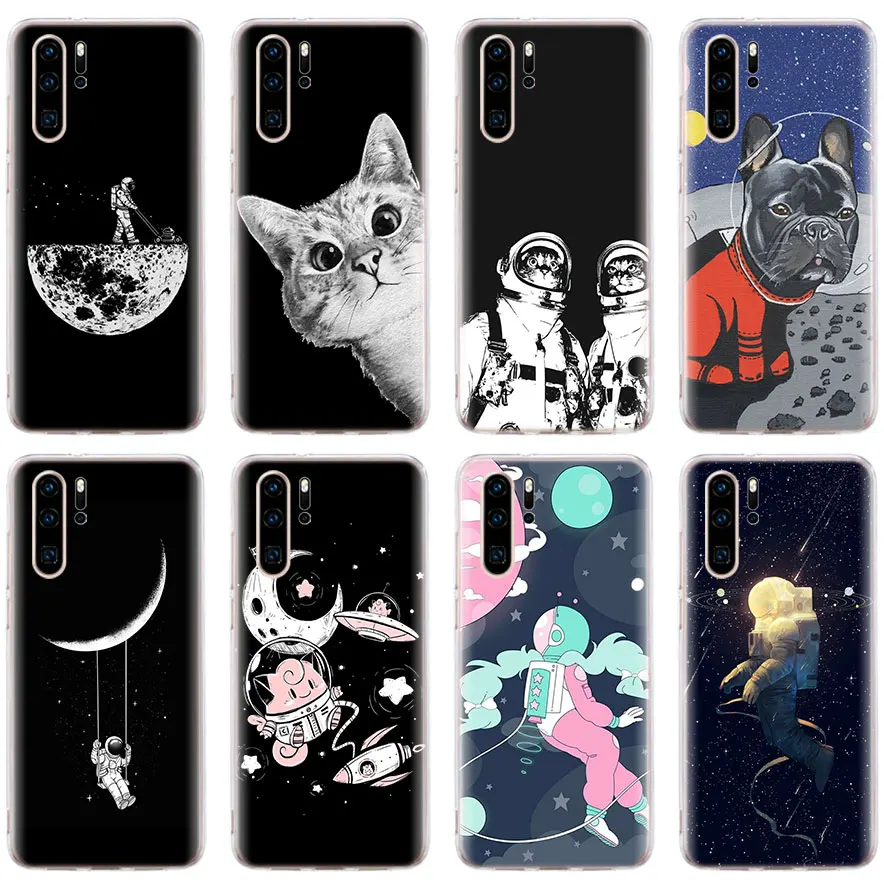 

Space Moon Cute Cats Silicone Soft Phone Cases for Huawei P30 P20 Pro P10 P20 Lite Mate 20 10 Pro P Smart Plus Case Coque