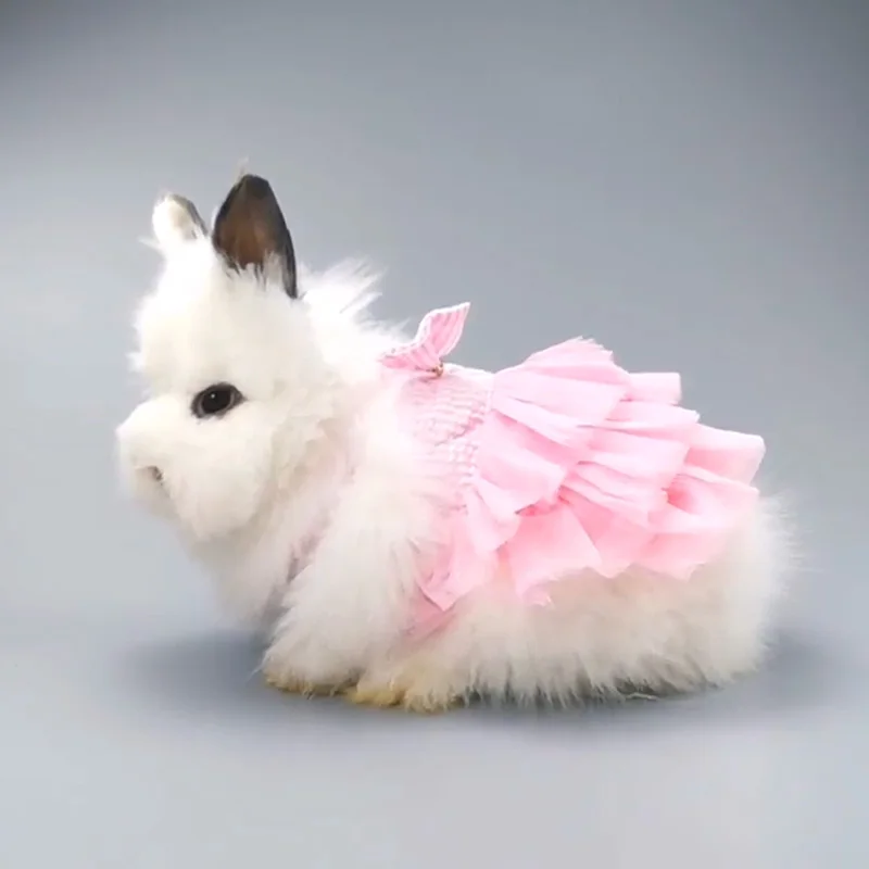 Bunny Out Clothes Lop-eared Dwarf Rabbit Pleated Skirt Rabbit Dress Up Accessories Small Dog Supplies Mesh Sling Dress For Pets