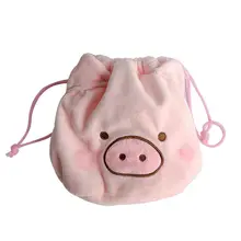 Kawaii Pig Drawstring сумки унисекс ткань милые дети взрослые кошельки для хранения мешок шнурок