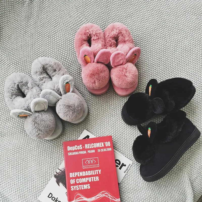 Новинка зимние меховые тапочки для пар женские мужские на плоской подошве