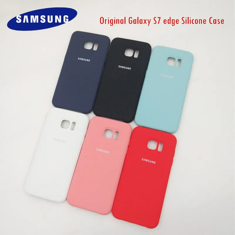 Funda de silicona suave para Samsung Galaxy S7 edge, cubierta líquida, tacto sedoso, con logotipo, 100% Original - AliExpress
