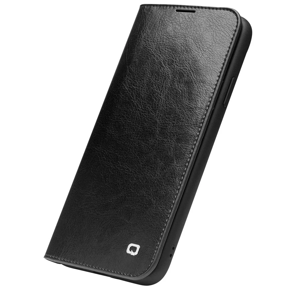 QIALINO Роскошный чехол из натуральной кожи для телефона Apple iPhone 11/11 Pro откидной Чехол с отделением для карт карман для iPhone 11 Pro MAX - Цвет: Black