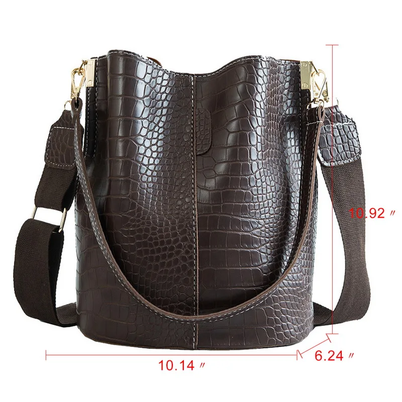 

JODIMITTY PU Large Capacity Alligator Bucket Bags Women Crocodile Pattern Handbag Casual Shoulder Messenger Bags Ladies Tote Bag