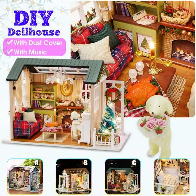 Мебель для кукольного дома DIY Модель музыкального пылесборника 3D Деревянный
