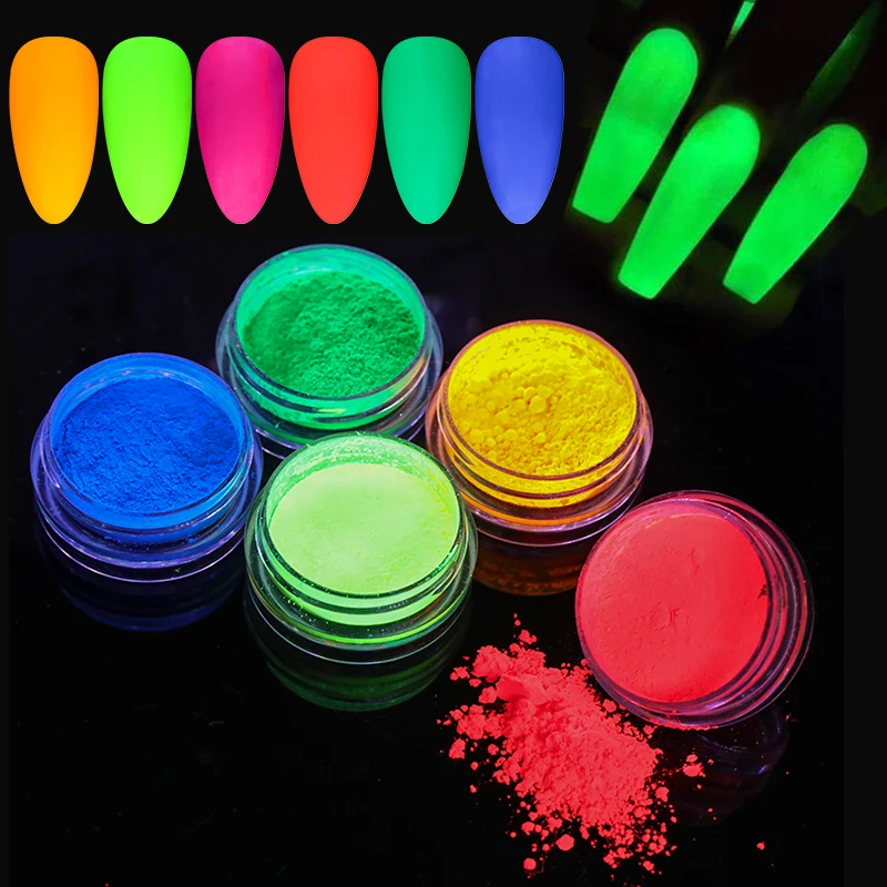 

1 Box Fluorescent Nail Glitter Power Nail Art Pigment Dust Power Glow in the Dark Glitter Powder For UV Gel Nail Art Decoration