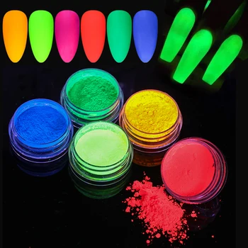 

1 Box Fluorescent Nail Glitter Power Nail Art Pigment Dust Power Glow in the Dark Glitter Powder For UV Gel Nail Art Decoration