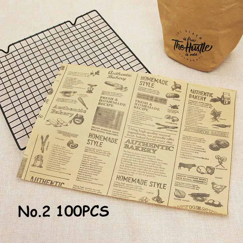 No.2-100pcs Одноразовые анти-масло воском Бумага быстро Еда упаковка инструмент Гамбургер сэндвич стойкость к смазочным веществам Бумага s разовые поставки 50/100 шт./упак - Цвет: No.2-100pcs