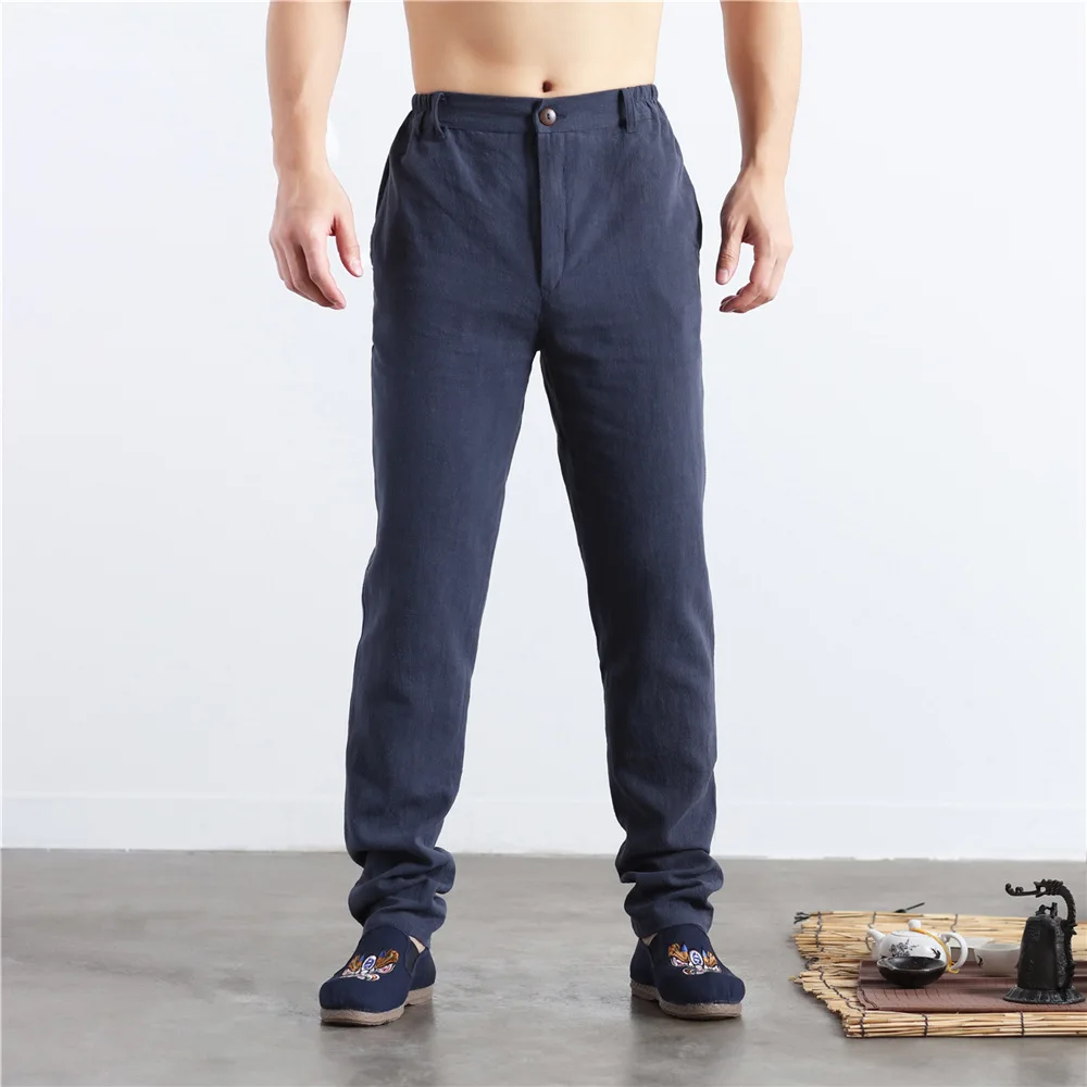 

Chinese Style Retro MEN'S Trousers New Style Spring And Autumn Skinny Pants Slim Fit Men's Slimming Cotton Linen MEN'S Casual Pa