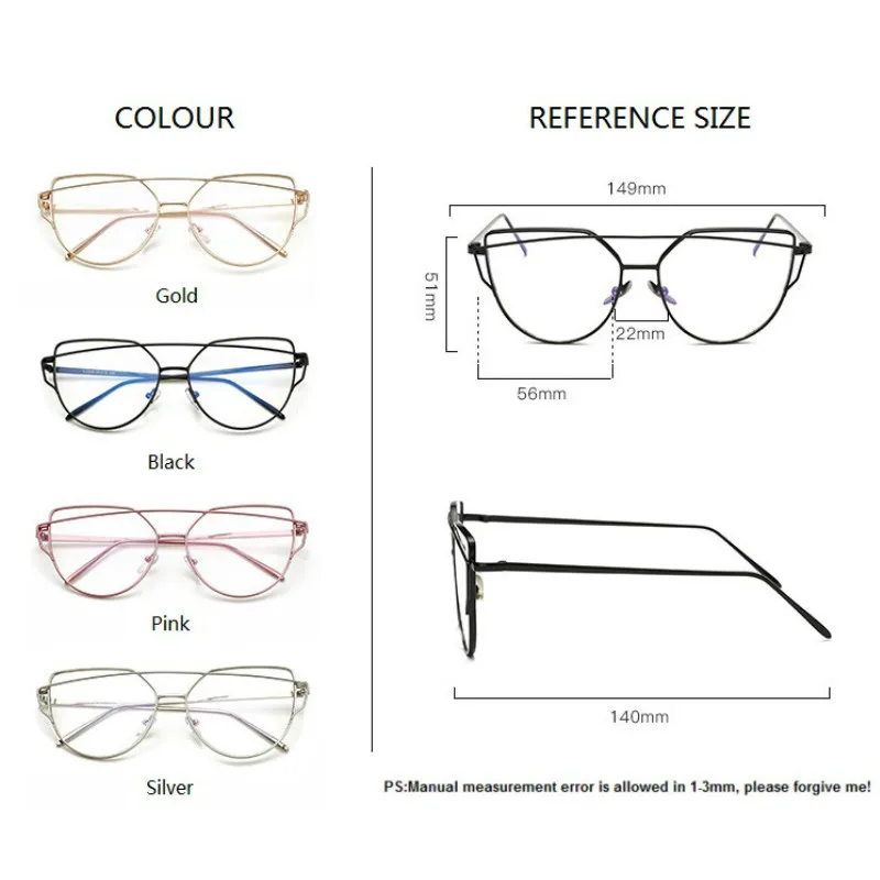 Оправа для очков в стиле кошачьи глаза Женские Ретро Металлические очки прозрачные линзы прозрачные оптические очки оправа