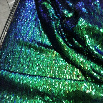 

5mm Sequin Embroidery Cloth Fabric For Sewing Dance Dress 2020 Green Sequin Mesh Lace Fabric Material 1Meter