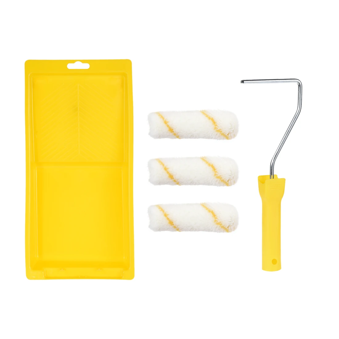 uxcell 3pcs Acrylic Fiber Paint Roller Brush 4&quot for Wall Painting w 1xHandle and Tray to paint trim door edging plaster ect |