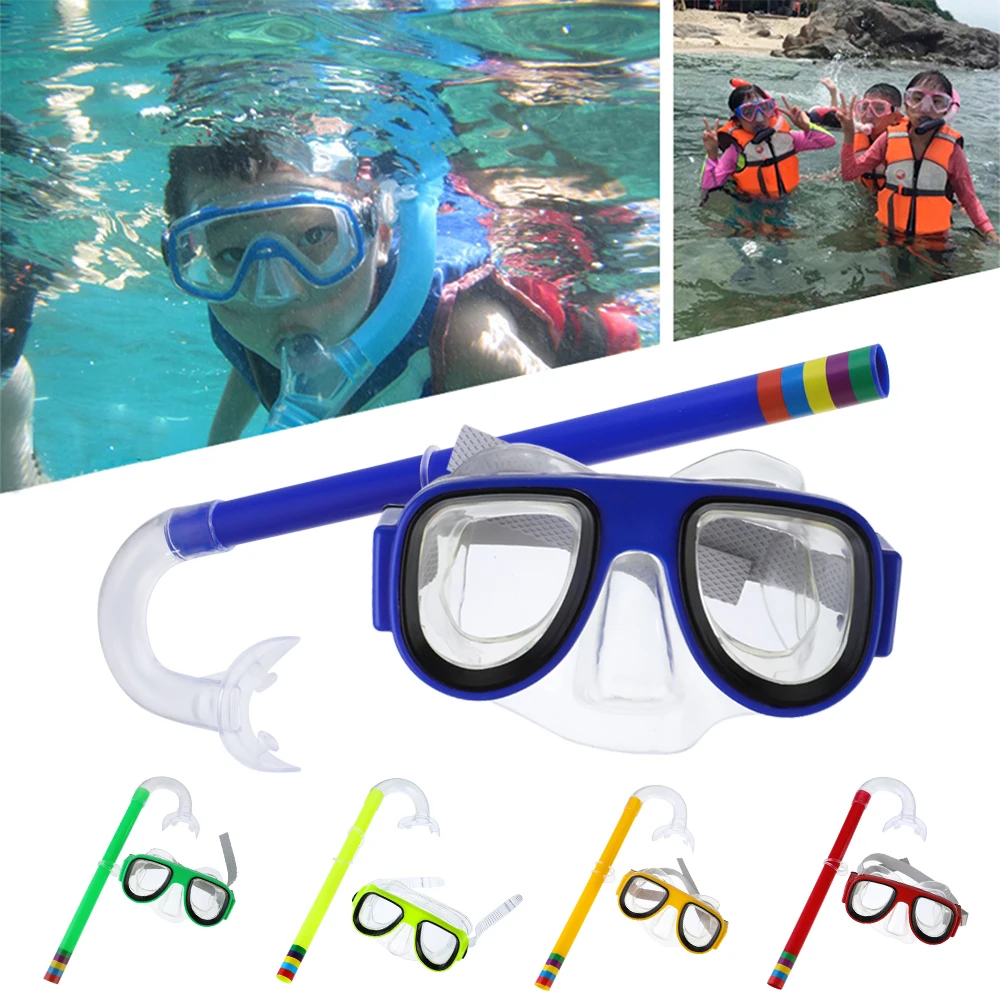 

Vertvie 3-8 Years Kids Swimming Snorkel Set Underwater Mask Snorkel Set Comfortable Double Lens Snorkeling Mask Breathing Tube