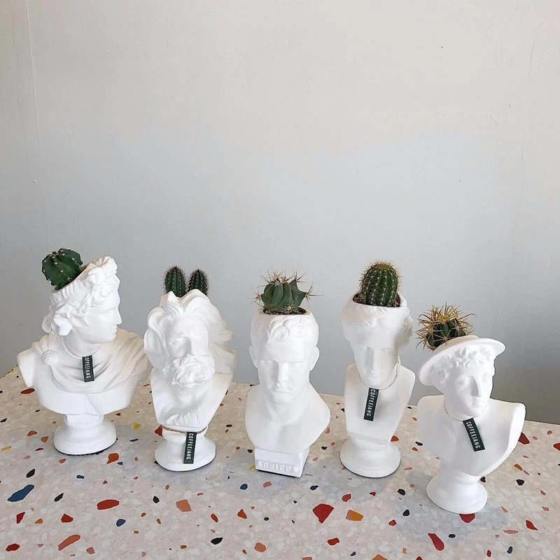 

Ins Wind Portrait Gypsum Flowerpot David Vase Resin Home Furnishing Decorate Ornament Studio Soft Loading Sculpture