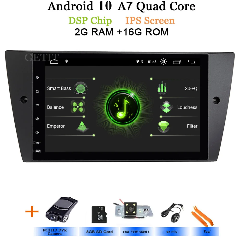 DSP ips 9 ''Android 10 в тире автомобиля стерео радио мультимедийный плеер для BMW E90 E91 E92 E93 с wifi BT gps навигации головное устройство - Цвет: DSP-IPS 2G Rear DVR