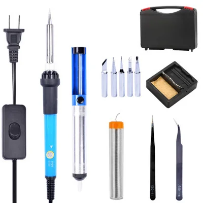 

Thermostat Soldering Iron Set 220V Euro 110 v us Standard 7in1 with Switch luo tie Toolbox Foreign Trade Wholesale