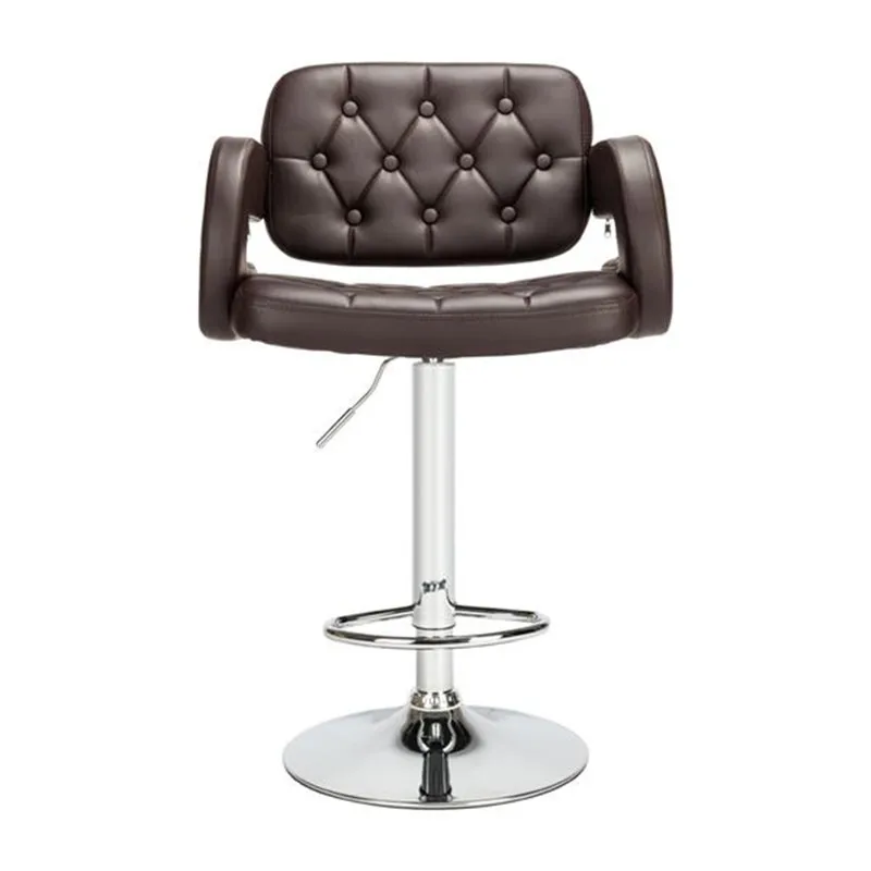 

2pcs Adjustable High Type with Disk Armrest Square Backrest Button Design Bar Stools Coffee