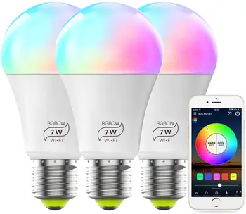 

Smart WiFi Light Bulb, 7W (60w Equivalent) Smart Bulb, No Hub RequiredCompatible with Alexa Google Home Siri IFTTT (3 Pack),