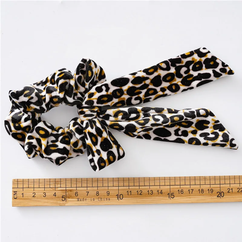 New Fashion Woman Leopard Bow Hair Bands Elastic Loop Ponytail Ties Scrunchies Head Bands Head wear Hair Accessories