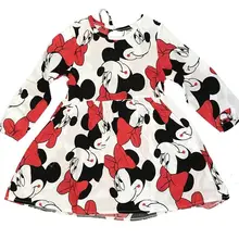 Платье для девочек; сезон весна-осень; платье с длинными рукавами с изображением Минни Маус; милое рождественское платье-пачка принцессы с рисунком; Детские платья для девочек