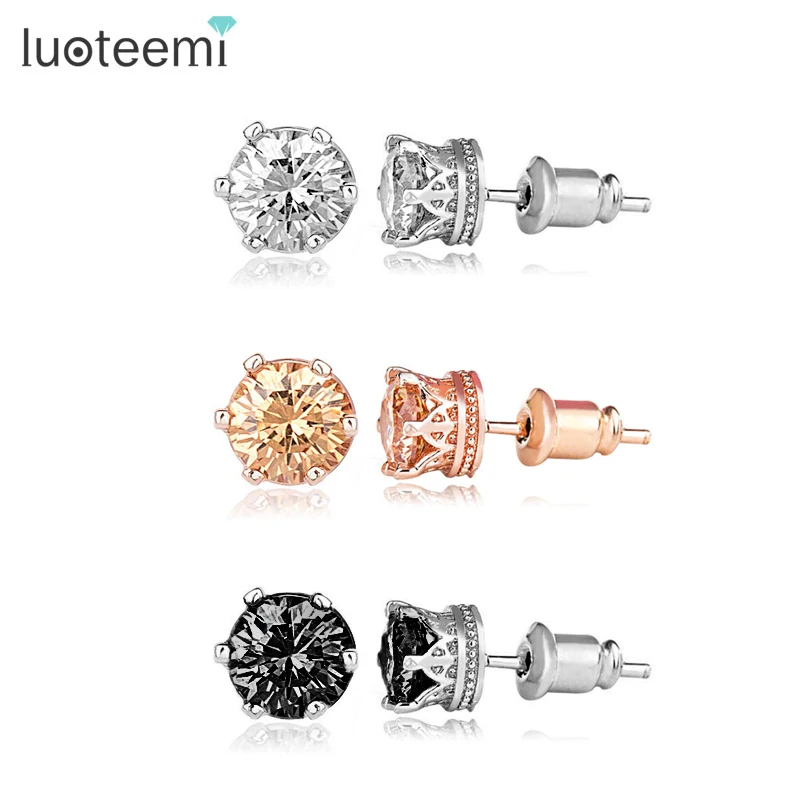 Luoteemi новинка 2015 мода любимый Дизайн круглый черный CZ Серьги-гвоздики