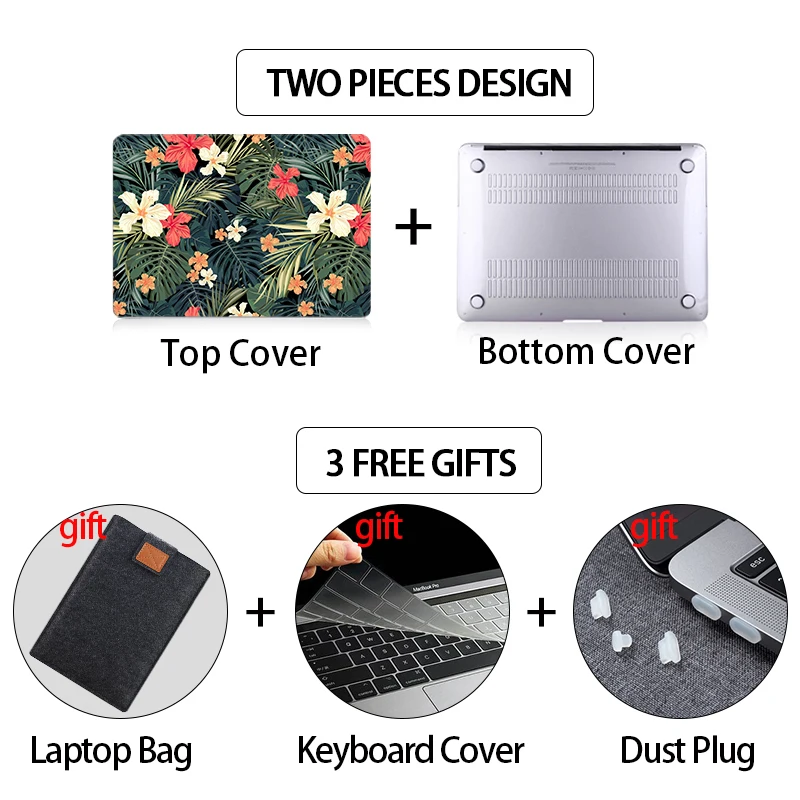 Mtt Laptop Case para Macbook Pro 13 14 15 16 com Touch Bar id Plantas Tropicais Capa para Macbook Air m1 m2 13 13.6 Inch Funda - Imagem 3