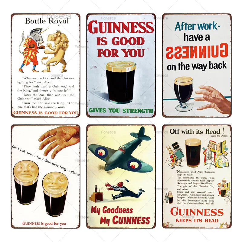Guinness strength Time Metal Tin Sign Vintage Sane lunch party My goodnessPlaques Kitchen Home Decor Cuadros Retro Cafe Pub Art | Дом и сад