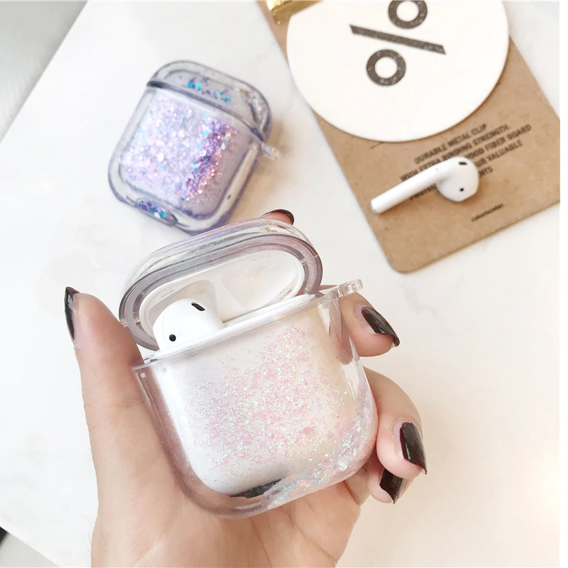 20 шт оптом микс для Airpods 1 2 Чехол с динамическим блестящим каскадным кристаллом пластиковый чехол