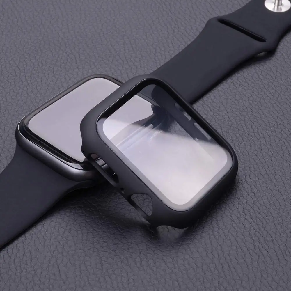 Закаленное стекло+ чехол для apple watch 5 4 44 мм 40 мм iWatch 3 2 1 42 мм 38 мм защита экрана+ чехол бампер аксессуары для apple watch