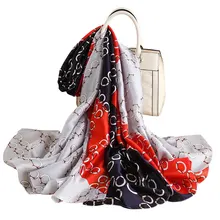 

Spring and Autumn New Luxury Silk Scarf Ladies Beach Long Sunscreen Print Silk Shawl Outdoor Windproof Soft Wrap Women 180*90cm