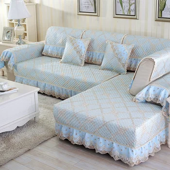 

High quality European style Linen Sofa Cover Combination Kit Fabric On-slip sofa Cushion Lace Sofa Set Towel Backrest pillowcase