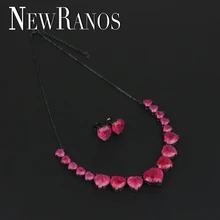 Колье Newranos Fusion в форме сердца, колье, набор из натурального камня Pedra, ожерелье, Комплект сережек для женщин, модное ювелирное изделие SFX0013124