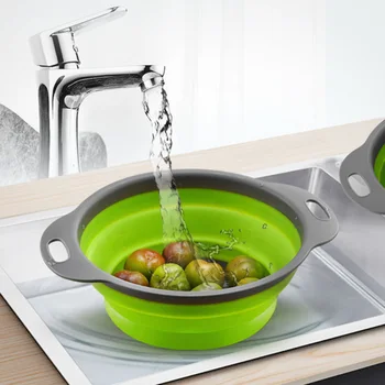 

Collapsible Colander Food-Grade Silicone kitchen Strainer Space-Saver Folding Strainer Colander P7Ding