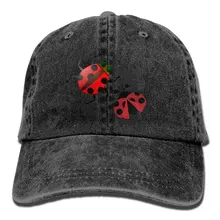 Унисекс взрослая насекомое Божья коровка промытая джинсовая хлопковая Спортивная уличная бейсбольная Кепка Регулируемый один размер
