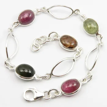 

Solid Women Fashion Jewelry Genuine Cab TOURMALINE Bracelet