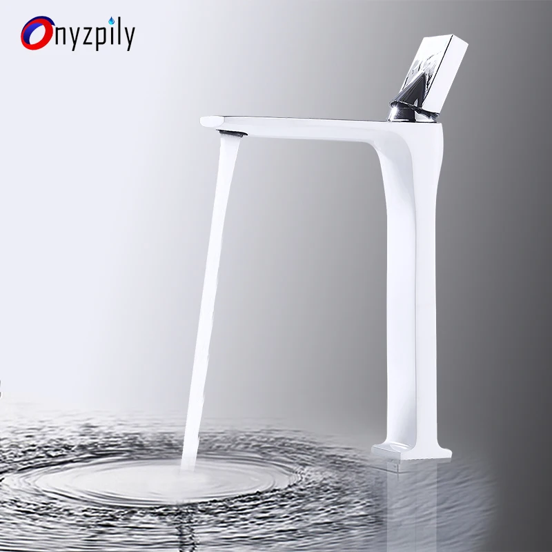 Onyzpily белый кран для раковины, кран для ванной комнаты, 360 градусов вращения, с одной ручкой, кран для горячей и холодной воды, на бортике