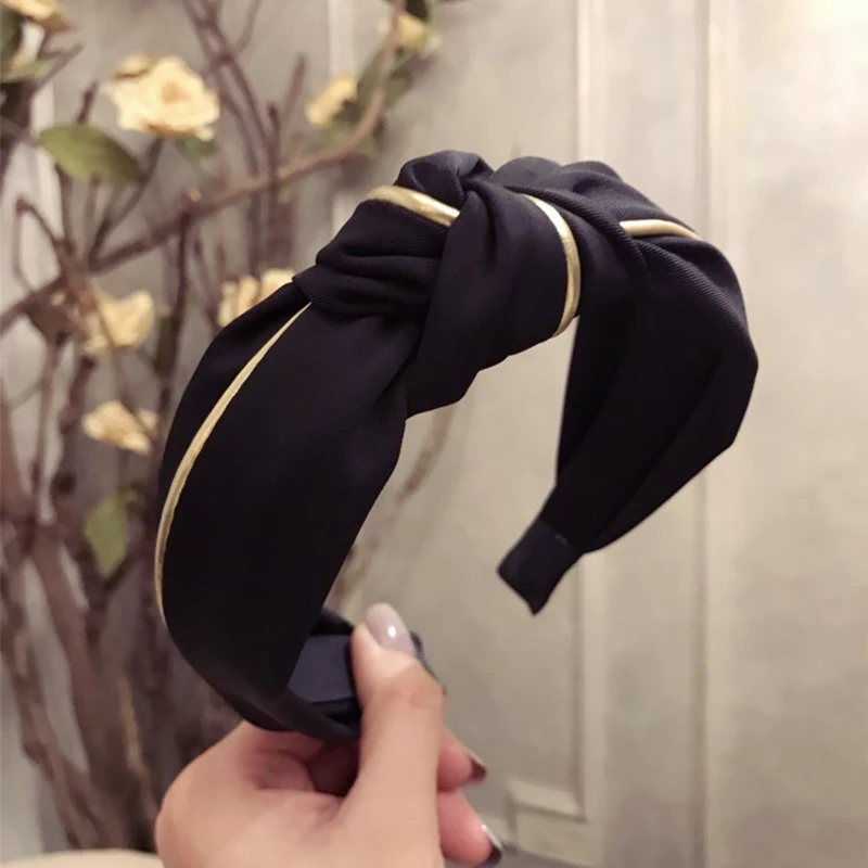 

Ladies Head Hoop Solid Color Decoration Headband Bow Knot Cross Hair Band Headwrap Brand New