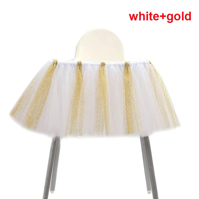 white gold Украшения для детского душа; платье-пачка; Розовая фатиновая юбка; милые вечерние и романтичные чехлы на стулья для маленьких девочек и мальчиков на день рождения - Цвет: white gold