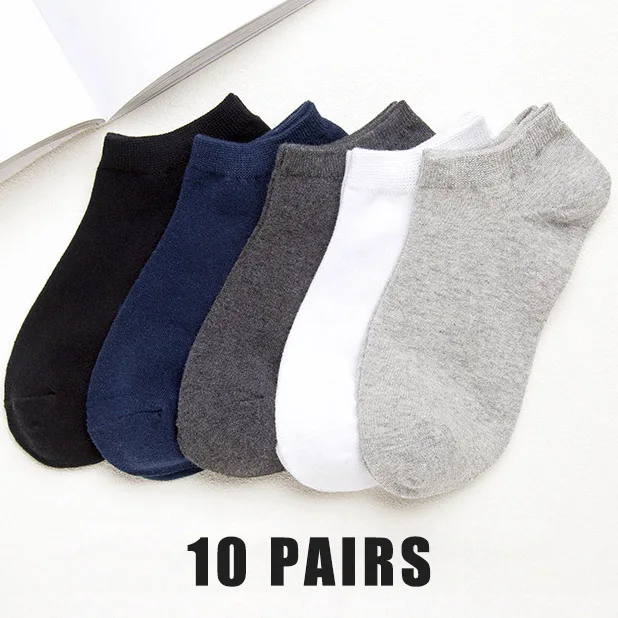 

10 Pairs/Pack Man Cotton Socks Pure Men Ankle Socks Black White Gray Summer Short Boat Socks Shallow Mouth Male Wholesale Price