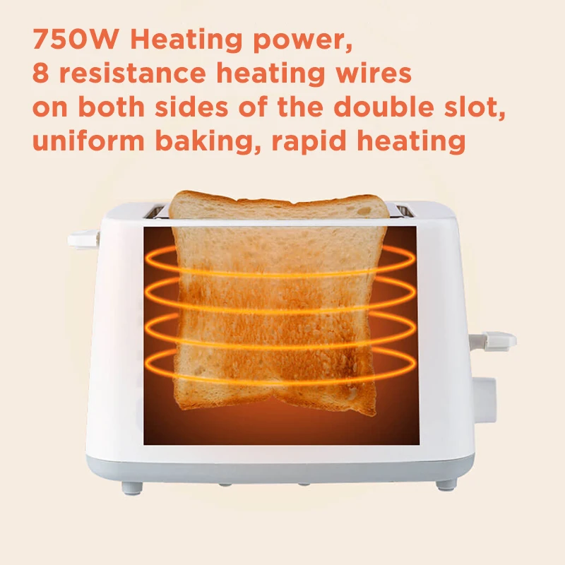 Electric Toaster Machine 2 Slices Mini Auto Bread Toaster With Removable Crumb Tray