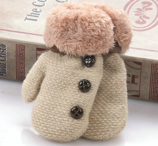 beige Детские перчатки для малышей; сезон зима-осень; для девочек и мальчиков; для улицы; в стиле пэчворк; теплые варежки; перчатки для детей - Цвет: beige