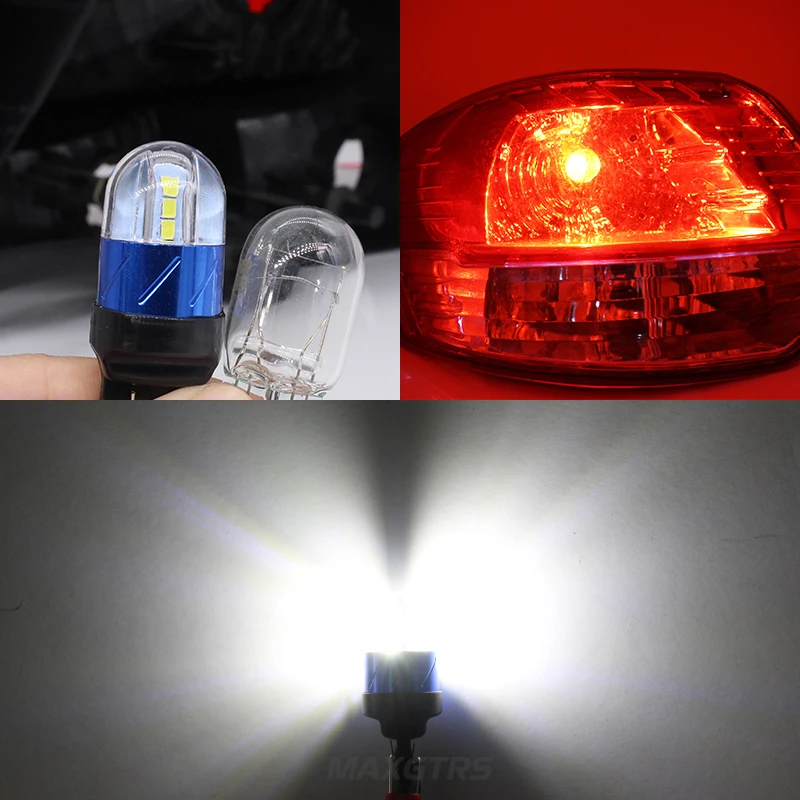 Светодиодные лампы 2x7443 T20 W21/5W 3030 светодиодный передних указателей поворота