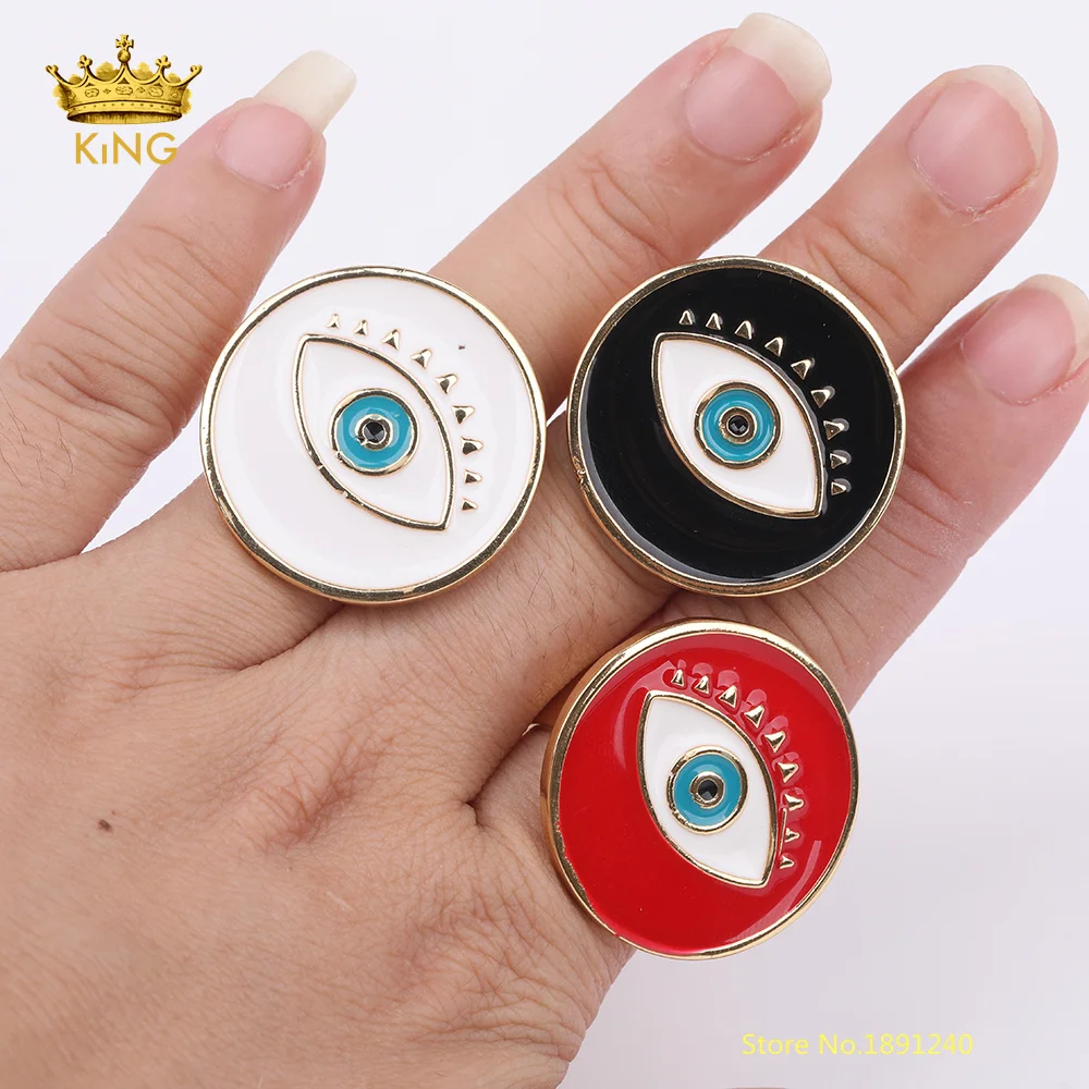 

5pcs 28mm Round Enamel Beads Gold Rings Jewelry,Evil Eye Enamel Glass Adjustable Ring,Enamel Ring for Girl Party Supplies