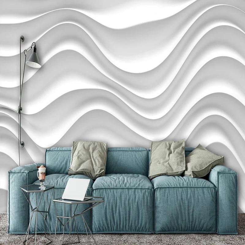 3D Wallpaper White European Style Wave Pattern Covering Wall Painting Living Room Bedroom Backdrop Home Decor Papel De Parede