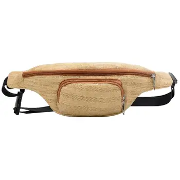 

Women Zipper Crossbody Shoulder Chest Waist Bag Straw Fanny Pack Phone Holder