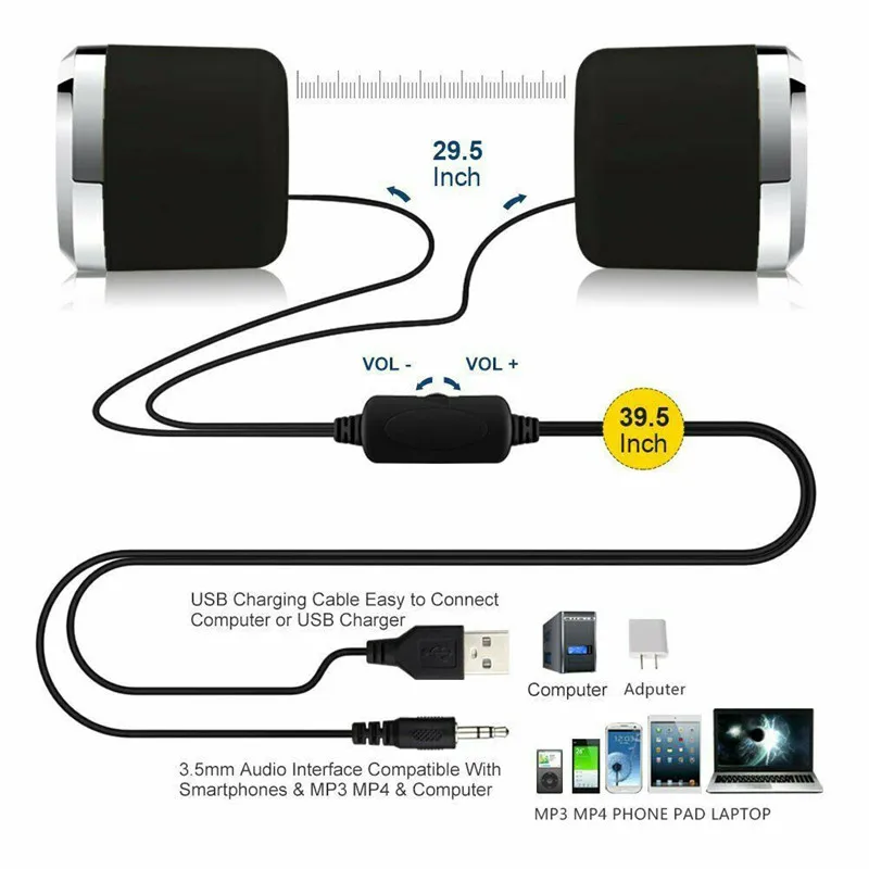 Компьютерный ПК динамик 2,0 USB питание Настольный аудио ноутбук USB портативные мини-колонки